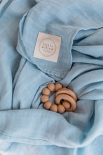 Load image into Gallery viewer, Blue Pincushion Organic Muslin Swaddle
