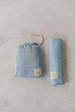 Load image into Gallery viewer, Blue Pincushion Organic Muslin Swaddle
